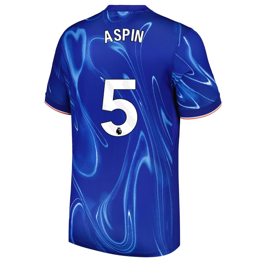 Vyrai Brooke Aspin #5 Mėlyna Balta Namų Marškinėliai 2024/25 T-Shirt