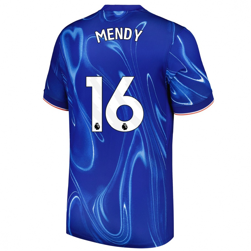 Vyrai Edouard Mendy #16 Mėlyna Balta Namų Marškinėliai 2024/25 T-Shirt