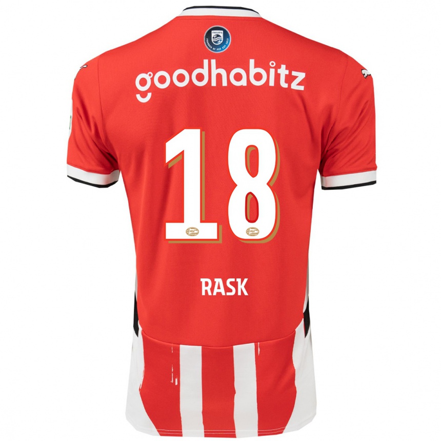 Vyrai Caroline Rask #18 Raudona Balta Namų Marškinėliai 2024/25 T-Shirt