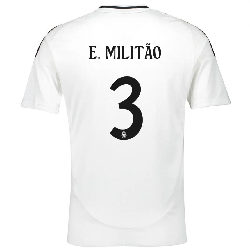 Vyrai Eder Militao #3 Baltas Namų Marškinėliai 2024/25 T-Shirt