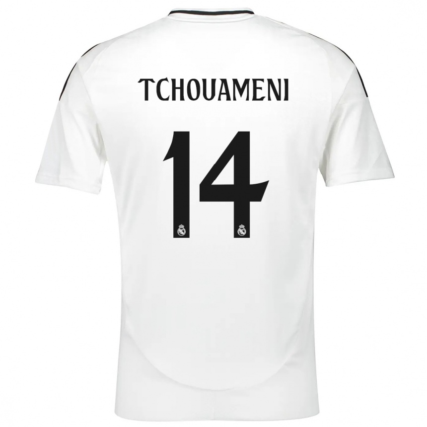 Vyrai Aurelien Tchouameni #14 Baltas Namų Marškinėliai 2024/25 T-Shirt