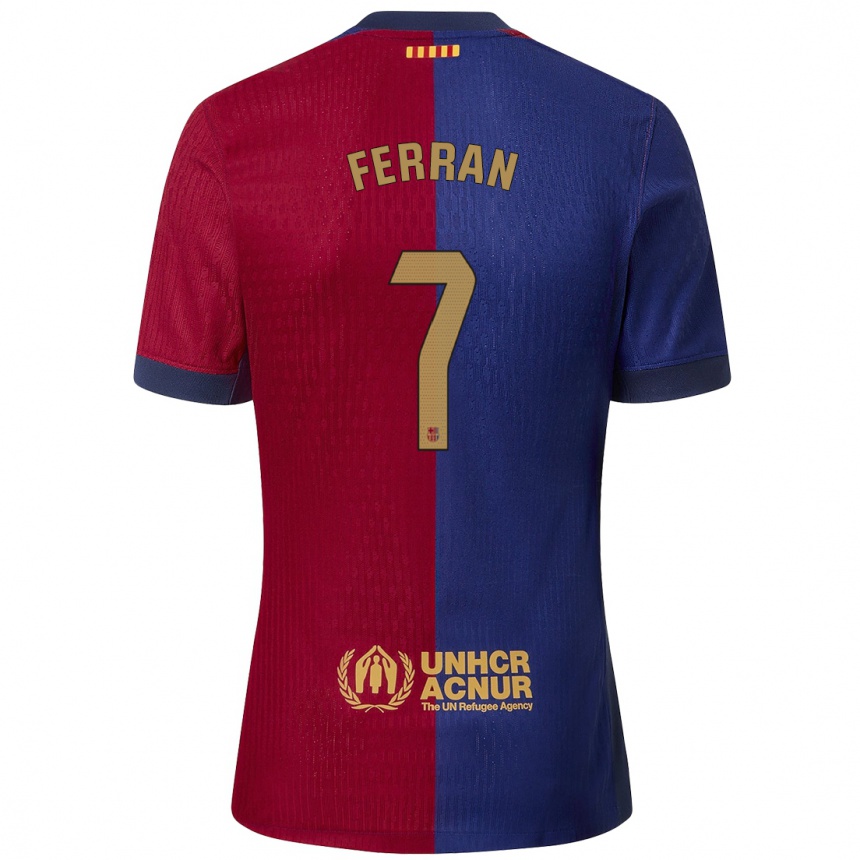 Vyrai Ferran Torres #7 Mėlyna Raudona Namų Marškinėliai 2024/25 T-Shirt