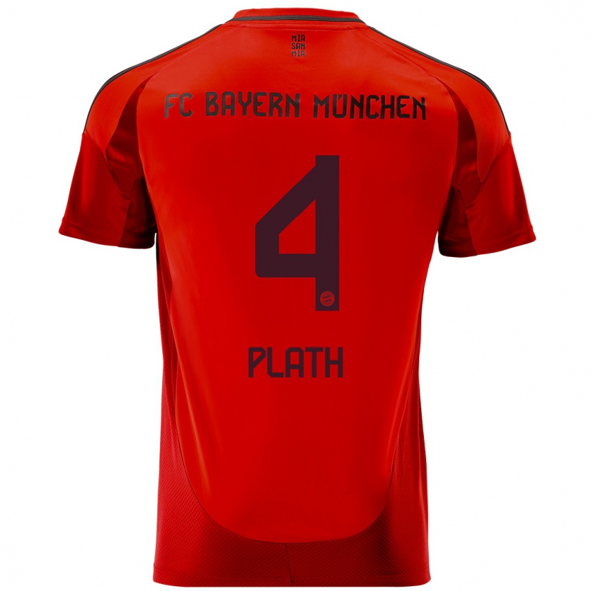 Vyrai Max Plath #4 Raudona Namų Marškinėliai 2024/25 T-Shirt