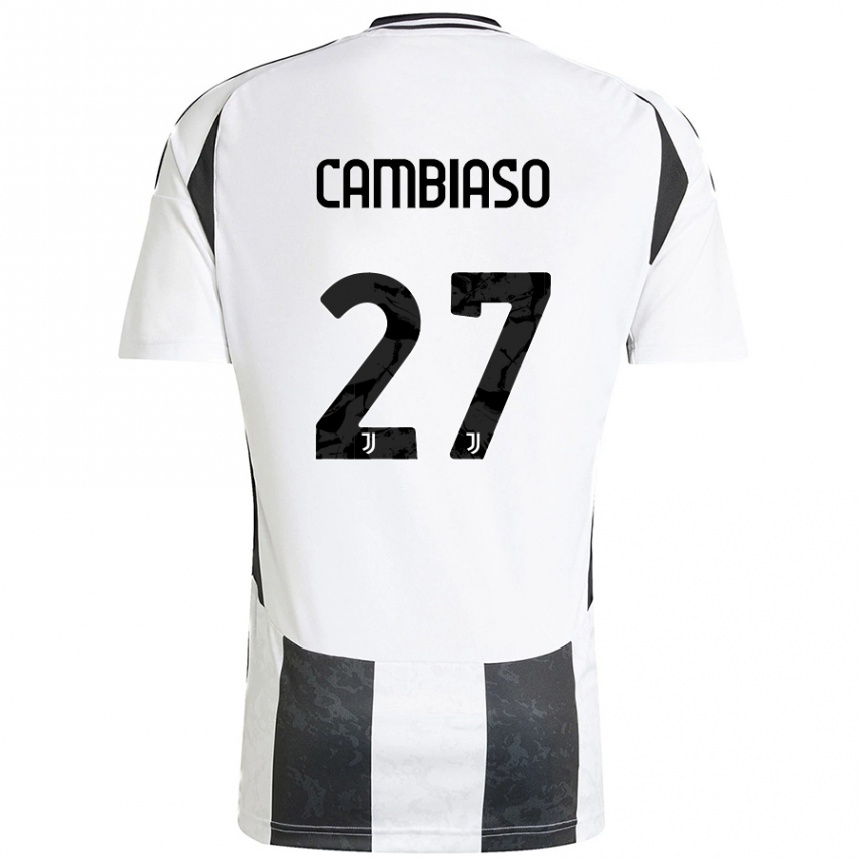 Vyrai Andrea Cambiaso #27 Balta Juoda Namų Marškinėliai 2024/25 T-Shirt