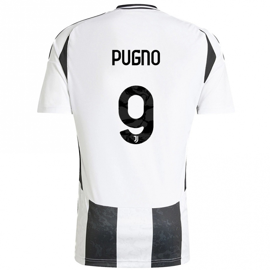 Vyrai Diego Pugno #9 Balta Juoda Namų Marškinėliai 2024/25 T-Shirt