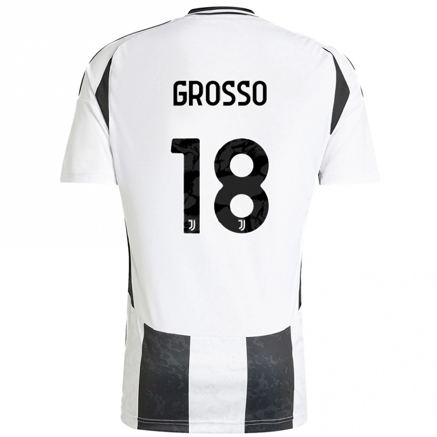 Vyrai Filippo Grosso #18 Balta Juoda Namų Marškinėliai 2024/25 T-Shirt