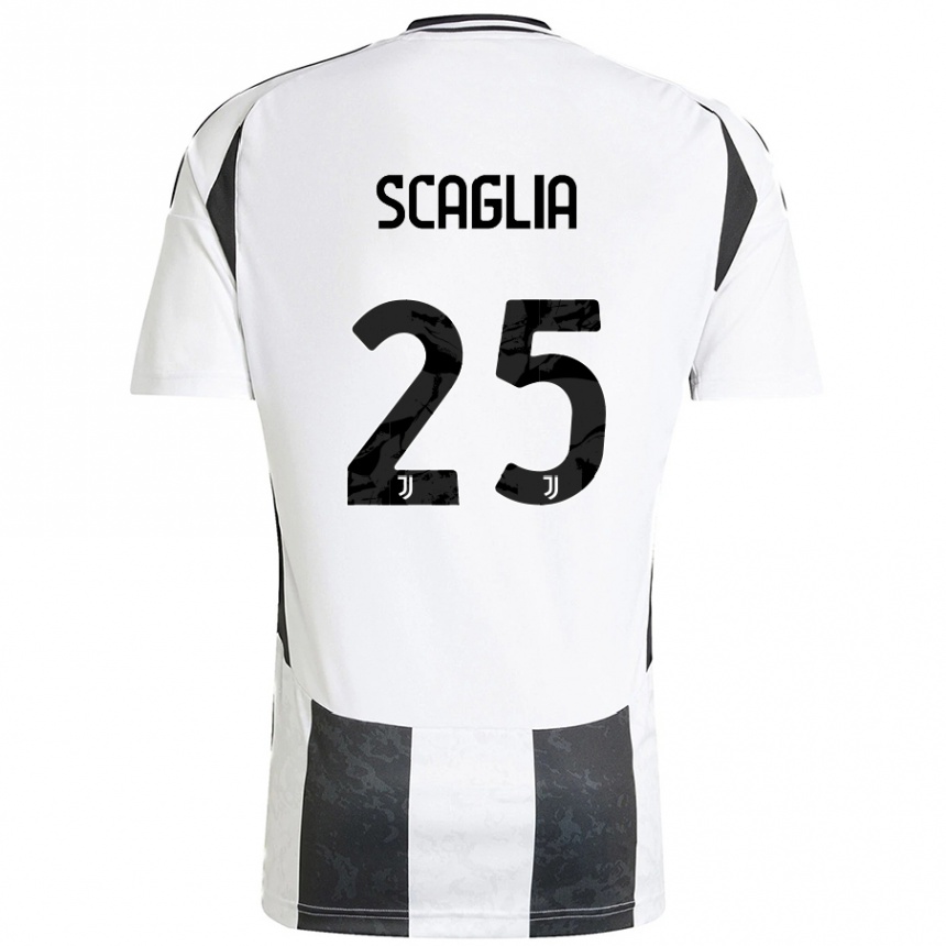 Vyrai Simone Scaglia #25 Balta Juoda Namų Marškinėliai 2024/25 T-Shirt