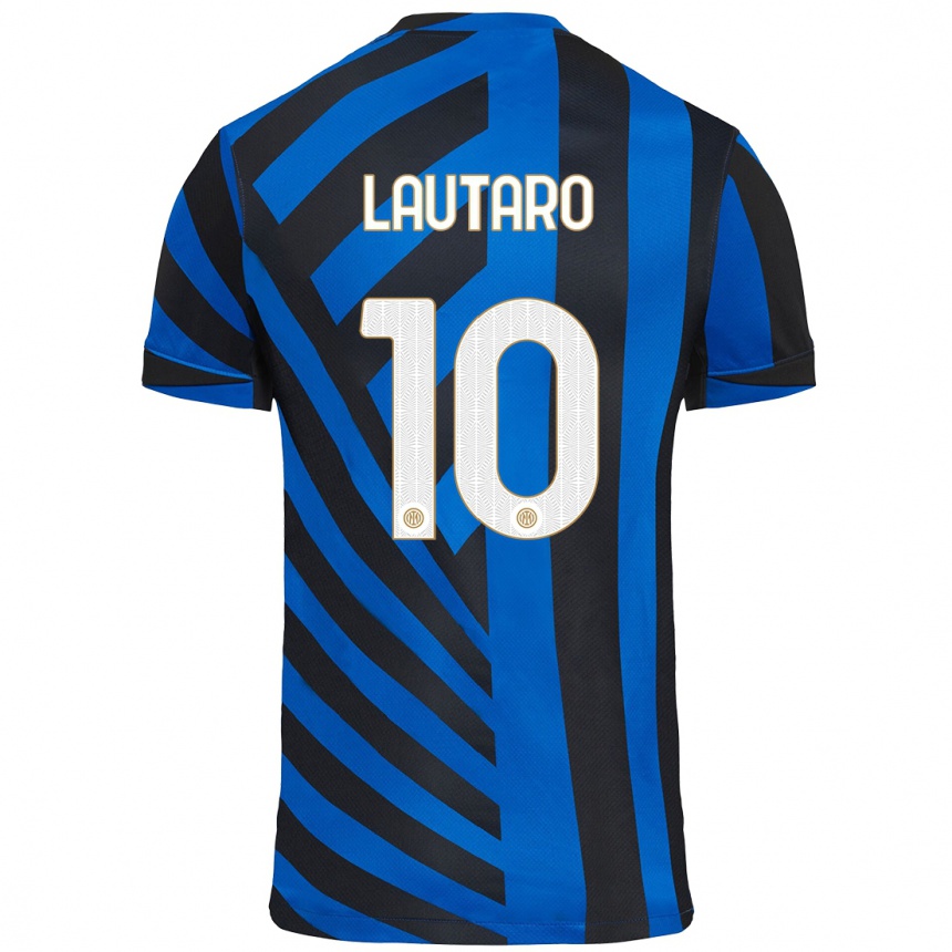 Vyrai Lautaro Martinez #10 Mėlyna Juoda Namų Marškinėliai 2024/25 T-Shirt