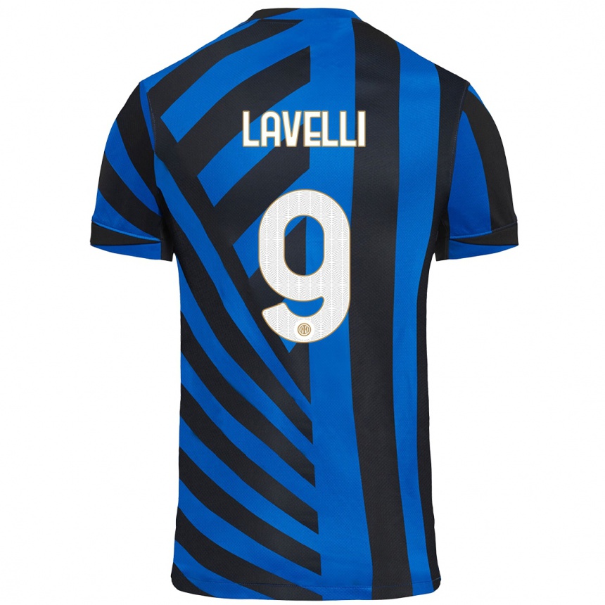 Vyrai Matteo Lavelli #9 Mėlyna Juoda Namų Marškinėliai 2024/25 T-Shirt