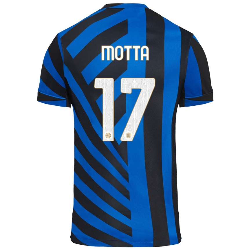 Vyrai Matteo Motta #17 Mėlyna Juoda Namų Marškinėliai 2024/25 T-Shirt