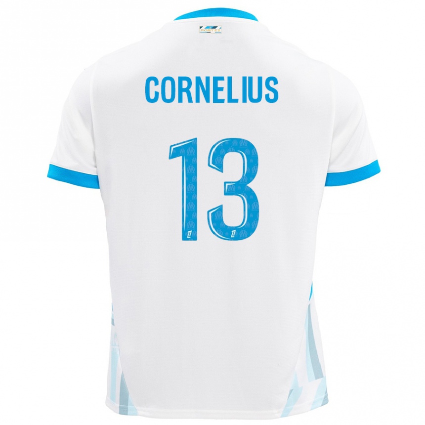 Vyrai Derek Cornelius #13 Baltas Dangus Mėlynas Namų Marškinėliai 2024/25 T-Shirt