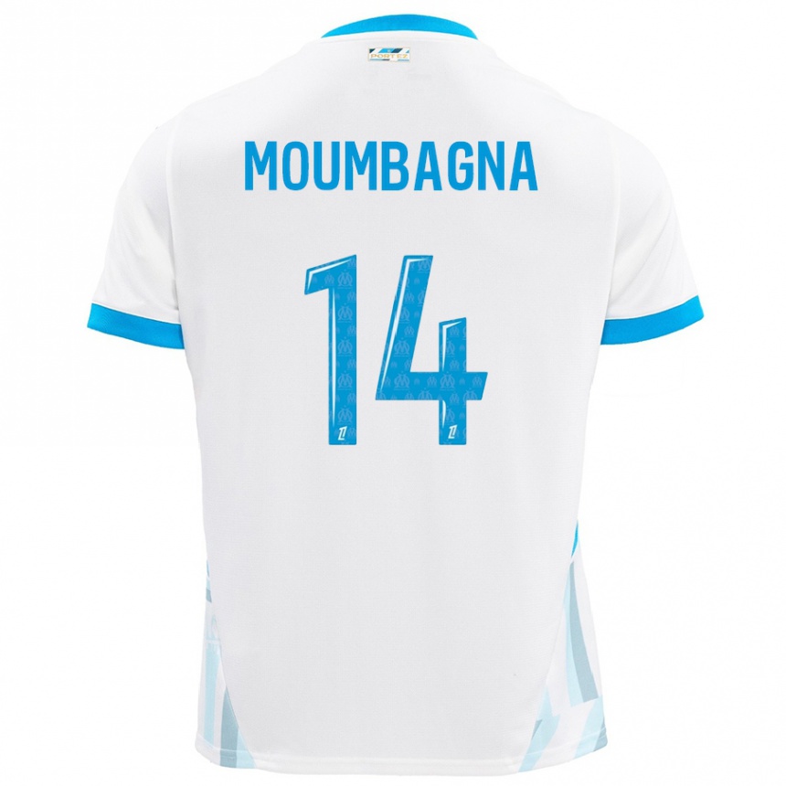 Vyrai Faris Moumbagna #14 Baltas Dangus Mėlynas Namų Marškinėliai 2024/25 T-Shirt