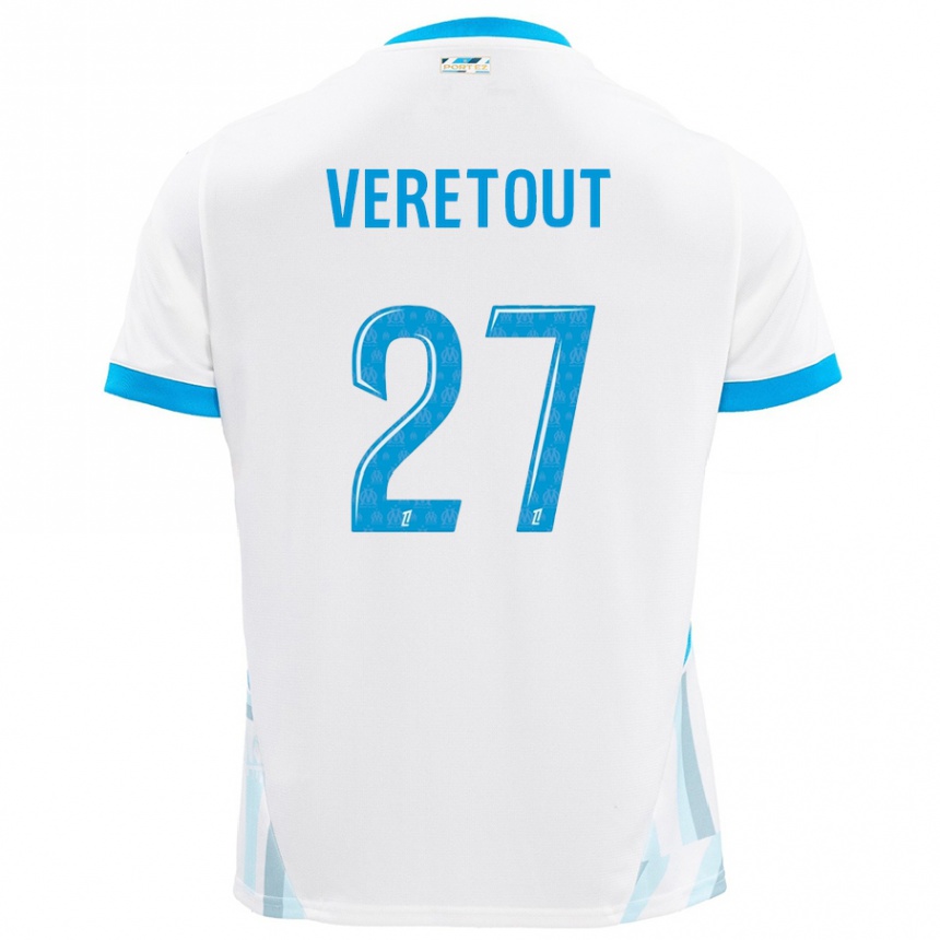 Vyrai Jordan Veretout #27 Baltas Dangus Mėlynas Namų Marškinėliai 2024/25 T-Shirt