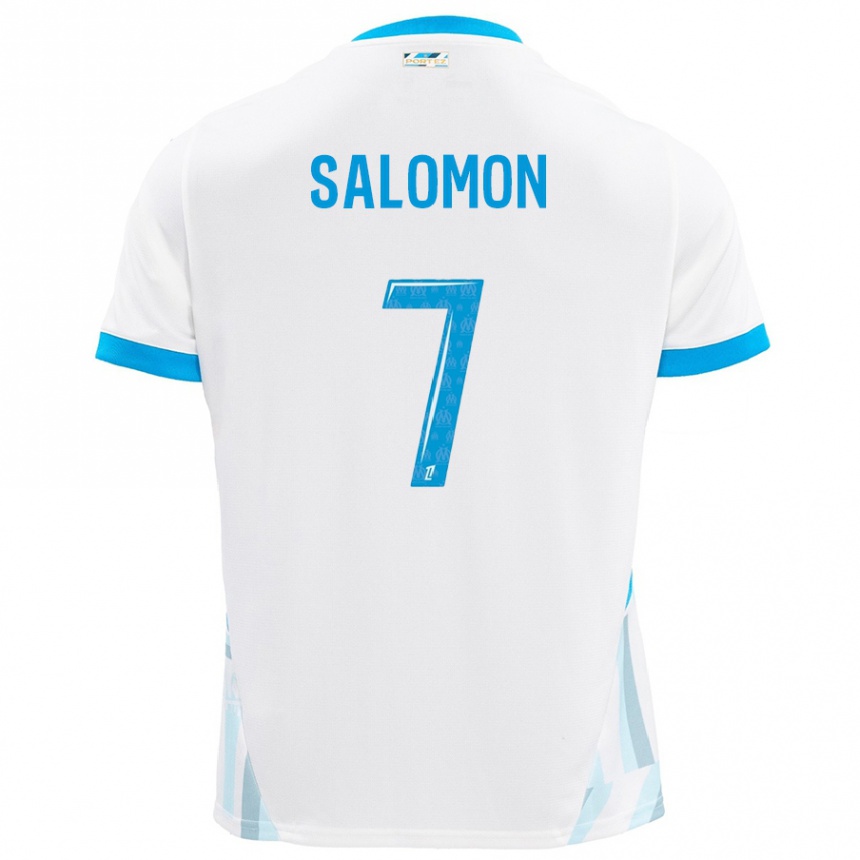 Vyrai Maëva Salomon #7 Baltas Dangus Mėlynas Namų Marškinėliai 2024/25 T-Shirt