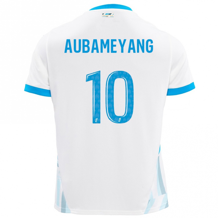 Vyrai Pierre-Emerick Aubameyang #10 Baltas Dangus Mėlynas Namų Marškinėliai 2024/25 T-Shirt