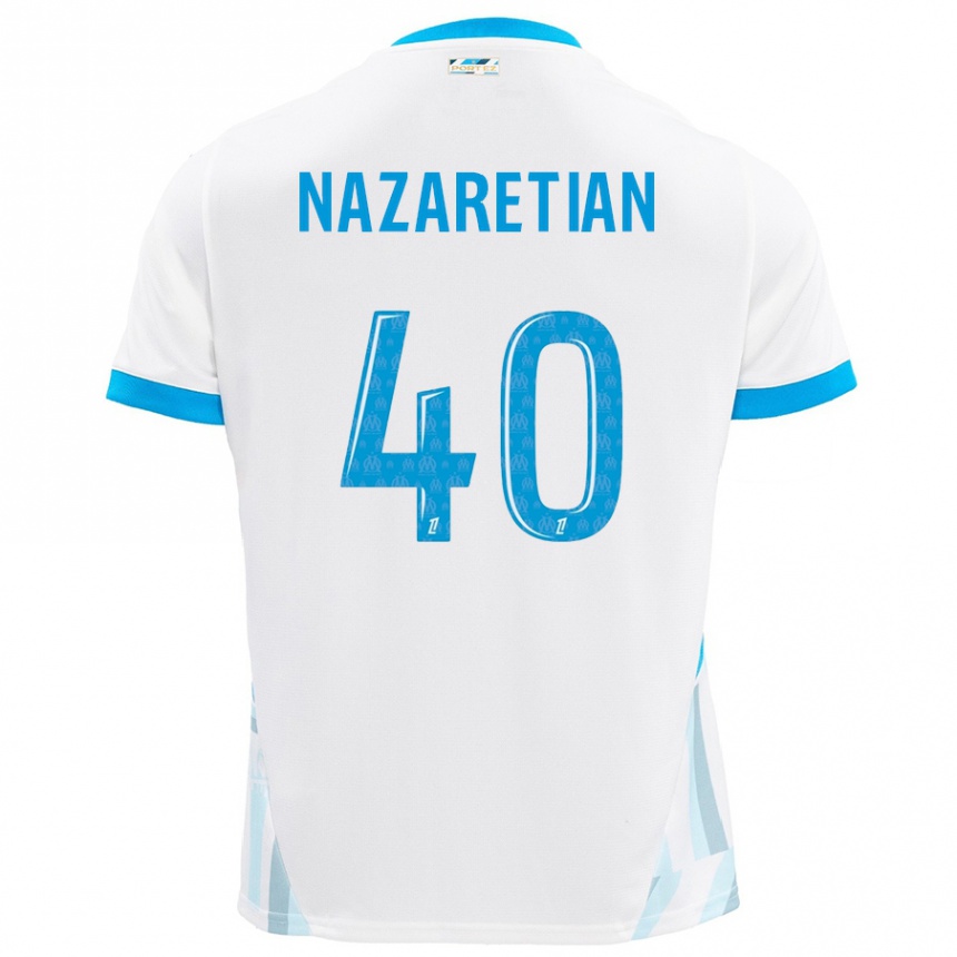 Vyrai Manuel Nazaretian #40 Baltas Dangus Mėlynas Namų Marškinėliai 2024/25 T-Shirt