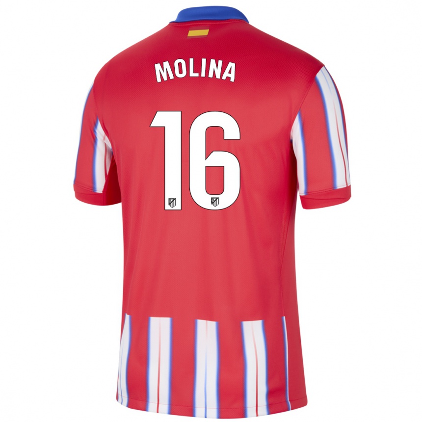 Vyrai Nahuel Molina #16 Raudona Balta Mėlyna Namų Marškinėliai 2024/25 T-Shirt