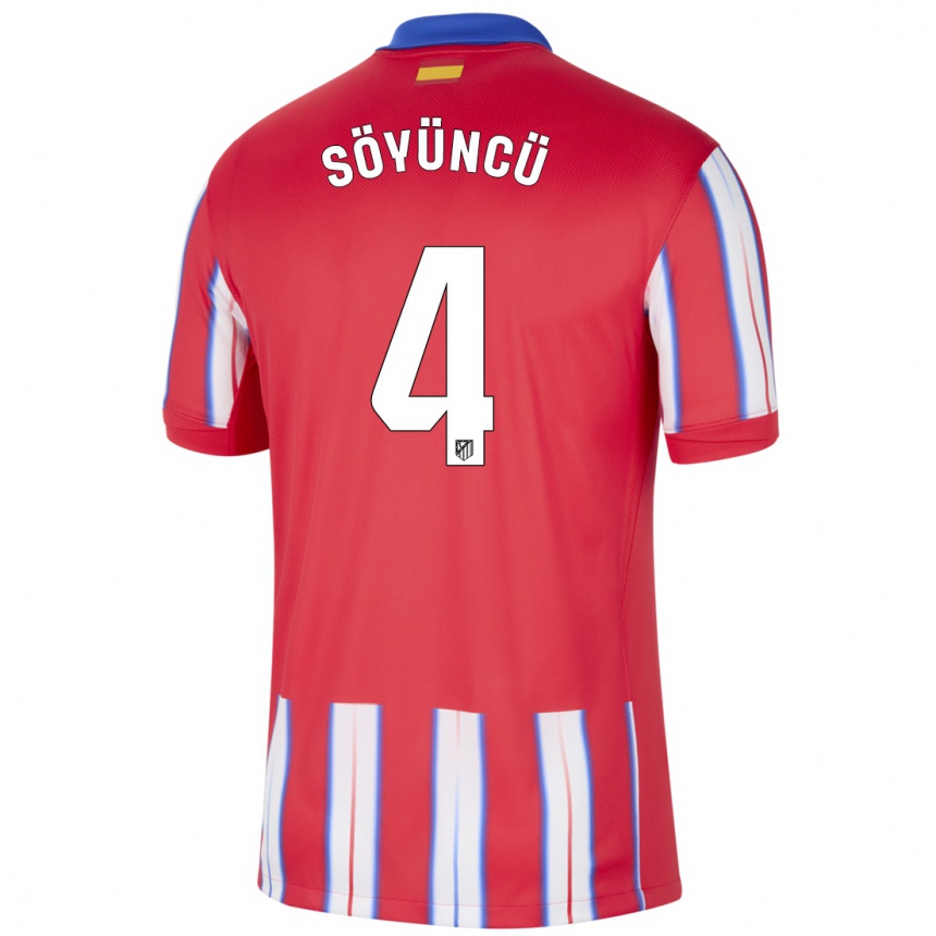 Vyrai Caglar Soyuncu #4 Raudona Balta Mėlyna Namų Marškinėliai 2024/25 T-Shirt