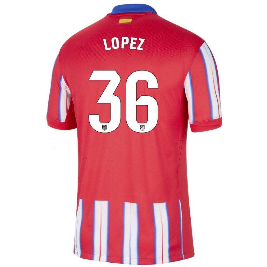 Vyrai David Lopez #36 Raudona Balta Mėlyna Namų Marškinėliai 2024/25 T-Shirt