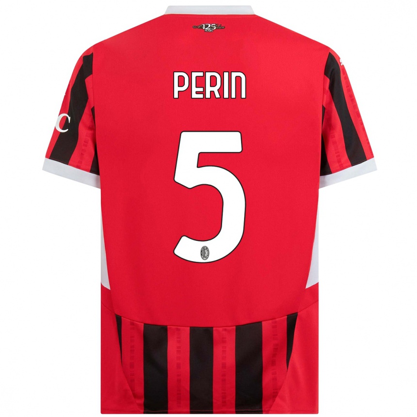 Vyrai Ernesto Perin #5 Raudona Juoda Namų Marškinėliai 2024/25 T-Shirt