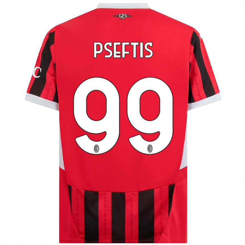 Vyrai Fotios Pseftis #99 Raudona Juoda Namų Marškinėliai 2024/25 T-Shirt