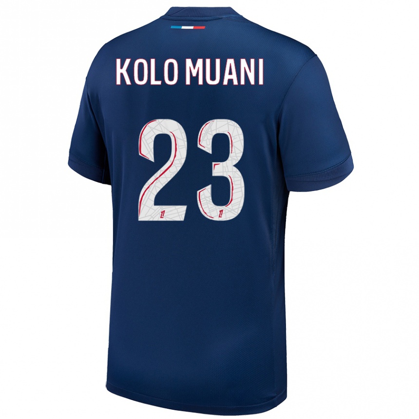 Vyrai Randal Kolo Muani #23 Tamsiai Mėlyna Balta Namų Marškinėliai 2024/25 T-Shirt