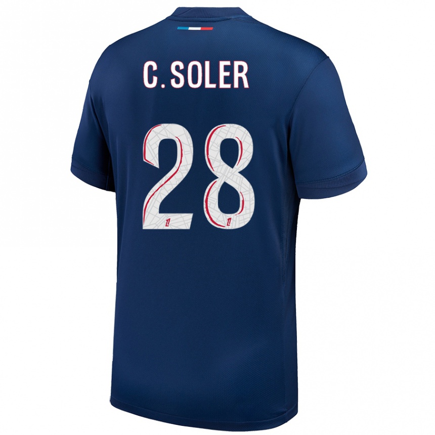 Vyrai Carlos Soler #28 Tamsiai Mėlyna Balta Namų Marškinėliai 2024/25 T-Shirt