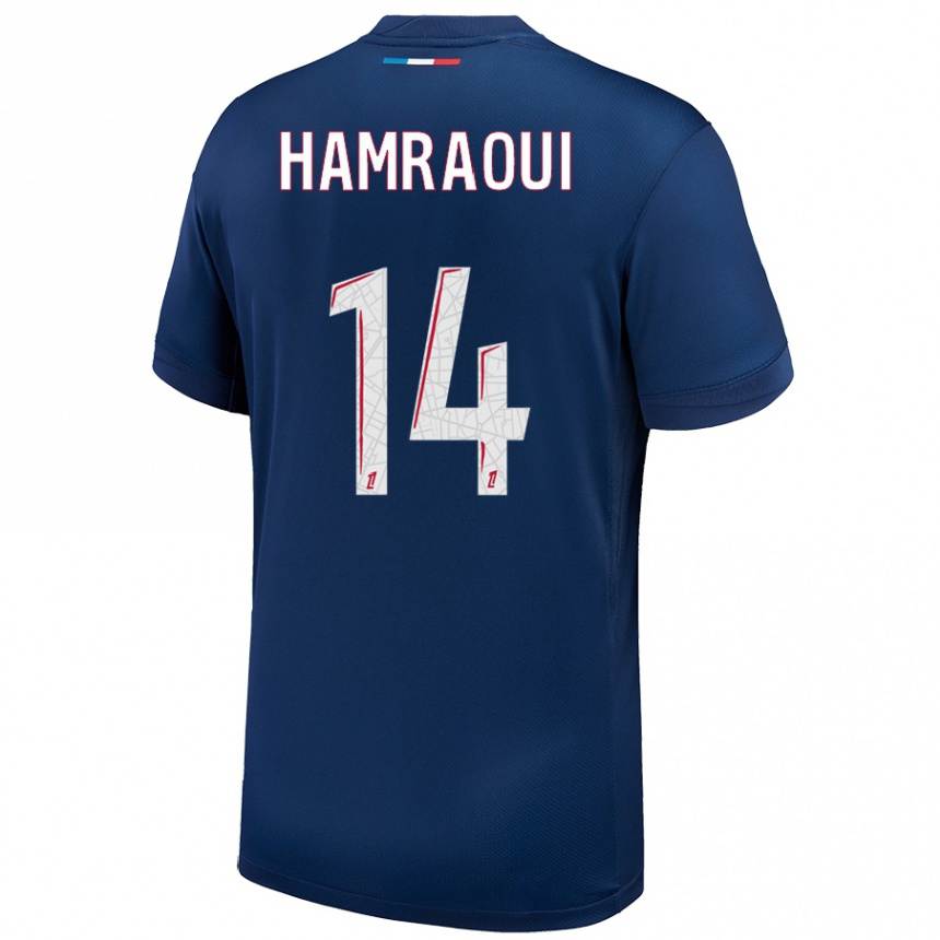 Vyrai Kheira Hamraoui #14 Tamsiai Mėlyna Balta Namų Marškinėliai 2024/25 T-Shirt