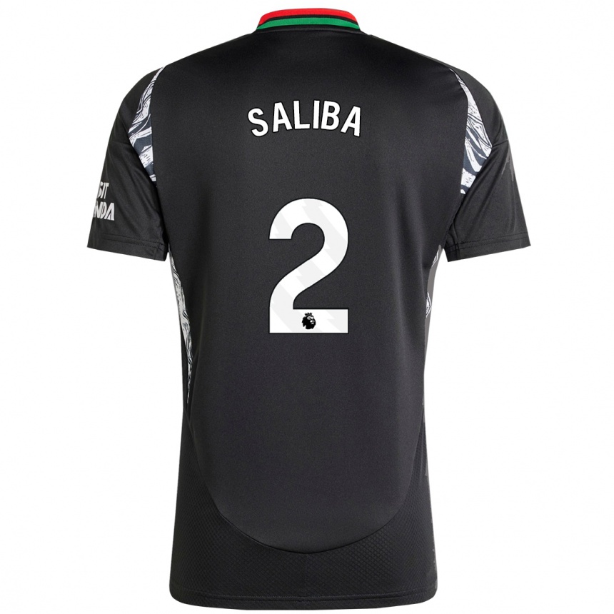 Vyrai William Saliba #2 Juoda Išvykos Marškinėliai 2024/25 T-Shirt