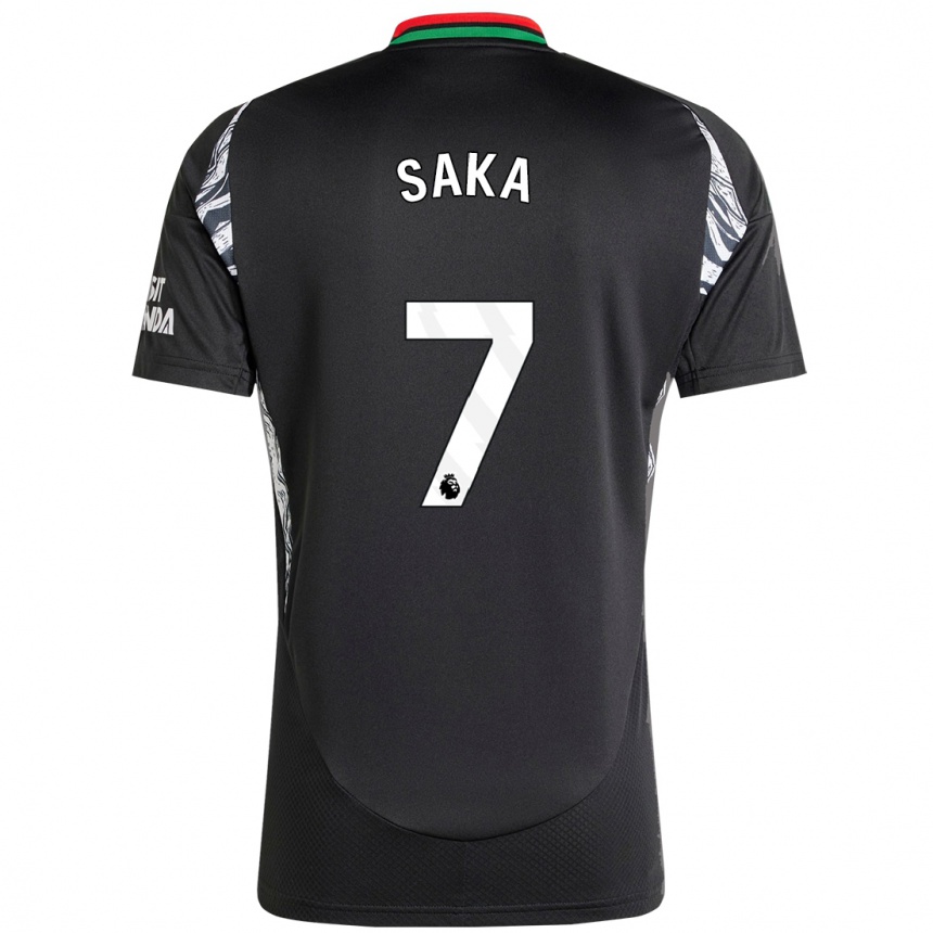 Vyrai Bukayo Saka #7 Juoda Išvykos Marškinėliai 2024/25 T-Shirt