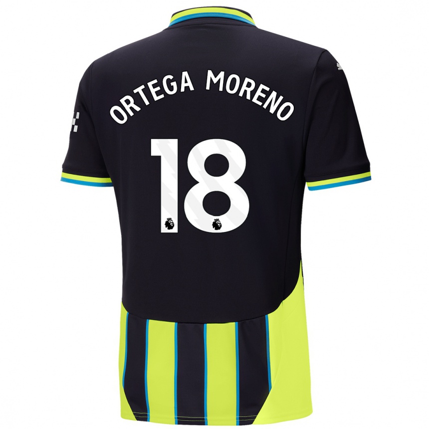 Vyrai Stefan Ortega Moreno #18 Mėlyna Geltona Išvykos Marškinėliai 2024/25 T-Shirt