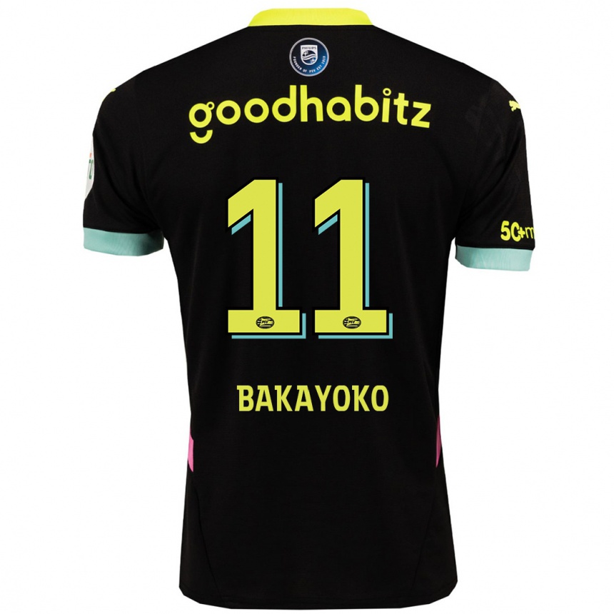 Vyrai Johan Bakayoko #11 Juoda Geltona Išvykos Marškinėliai 2024/25 T-Shirt