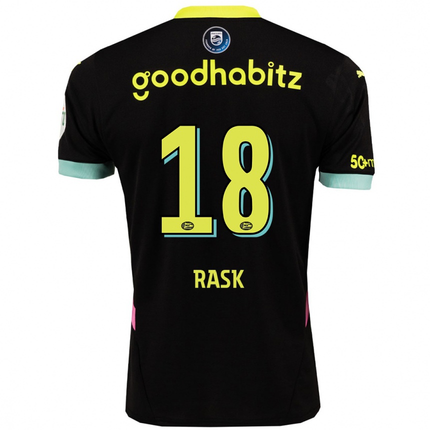 Vyrai Caroline Rask #18 Juoda Geltona Išvykos Marškinėliai 2024/25 T-Shirt