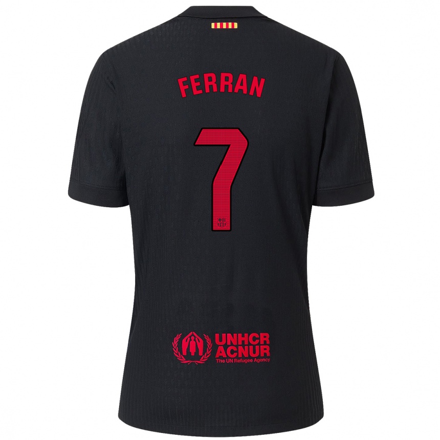 Vyrai Ferran Torres #7 Juoda Raudona Išvykos Marškinėliai 2024/25 T-Shirt