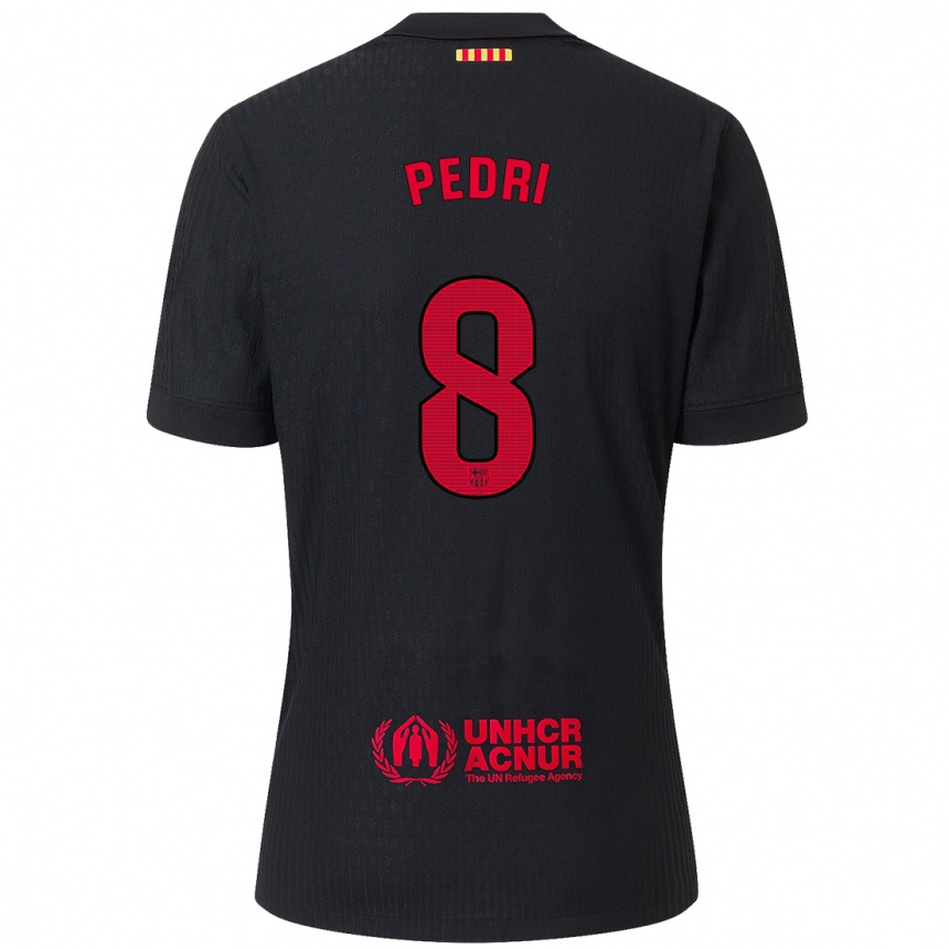 Vyrai Pedri #8 Juoda Raudona Išvykos Marškinėliai 2024/25 T-Shirt