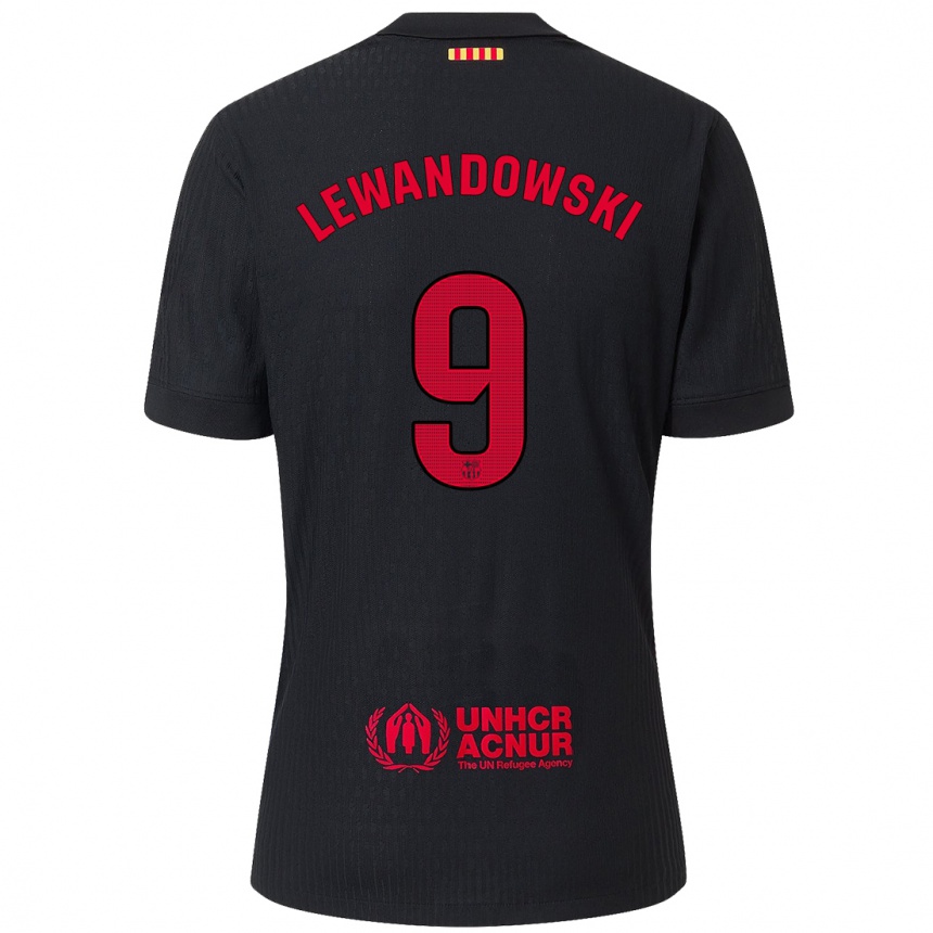 Vyrai Robert Lewandowski #9 Juoda Raudona Išvykos Marškinėliai 2024/25 T-Shirt