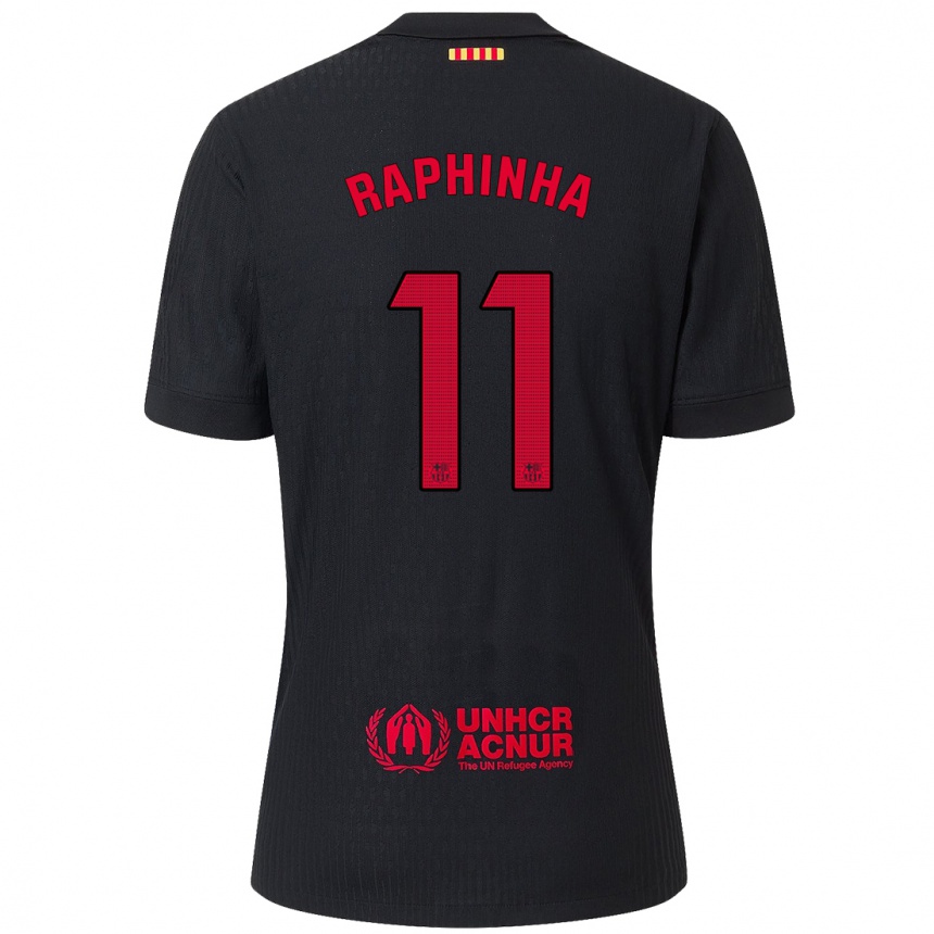 Vyrai Raphinha #11 Juoda Raudona Išvykos Marškinėliai 2024/25 T-Shirt