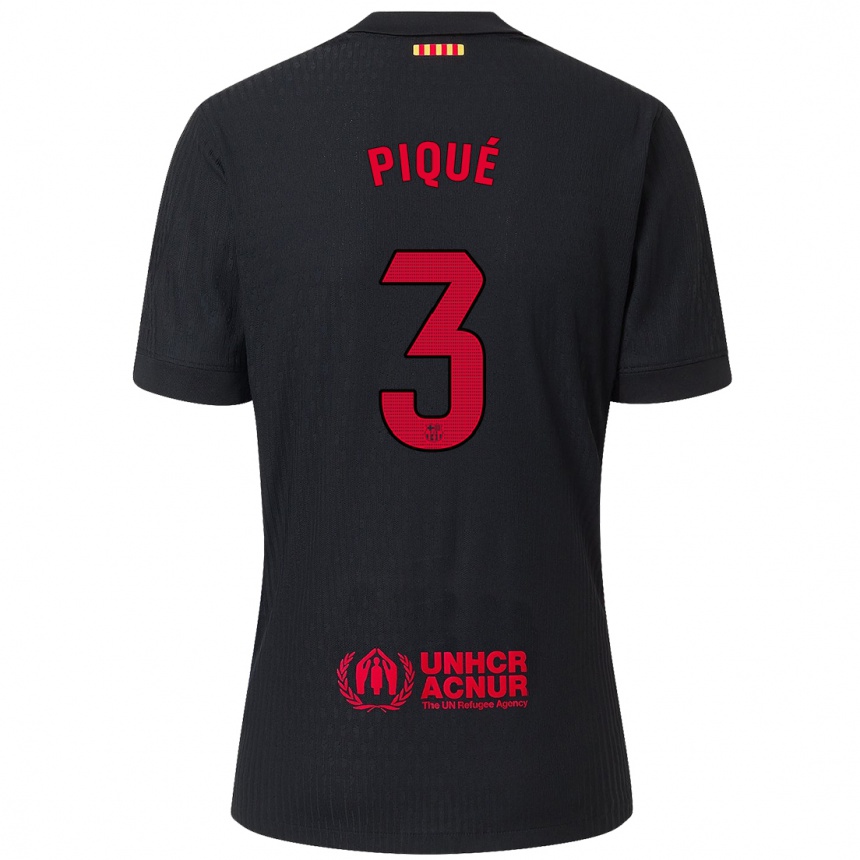 Vyrai Gerard Pique #3 Juoda Raudona Išvykos Marškinėliai 2024/25 T-Shirt