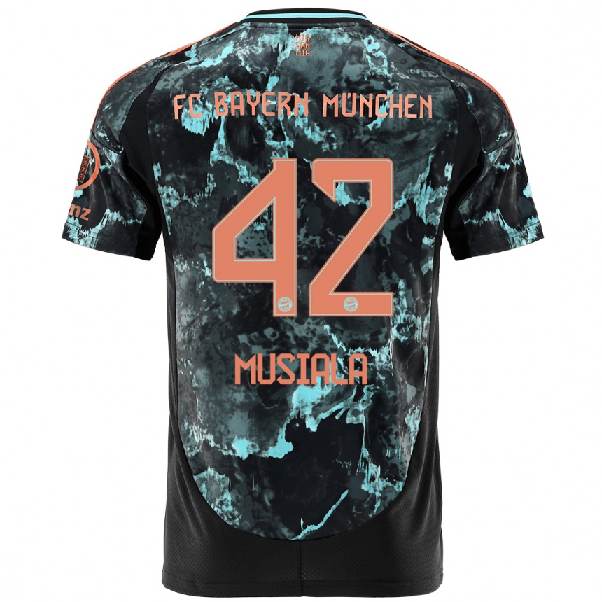 Vyrai Jamal Musiala #42 Juoda Išvykos Marškinėliai 2024/25 T-Shirt