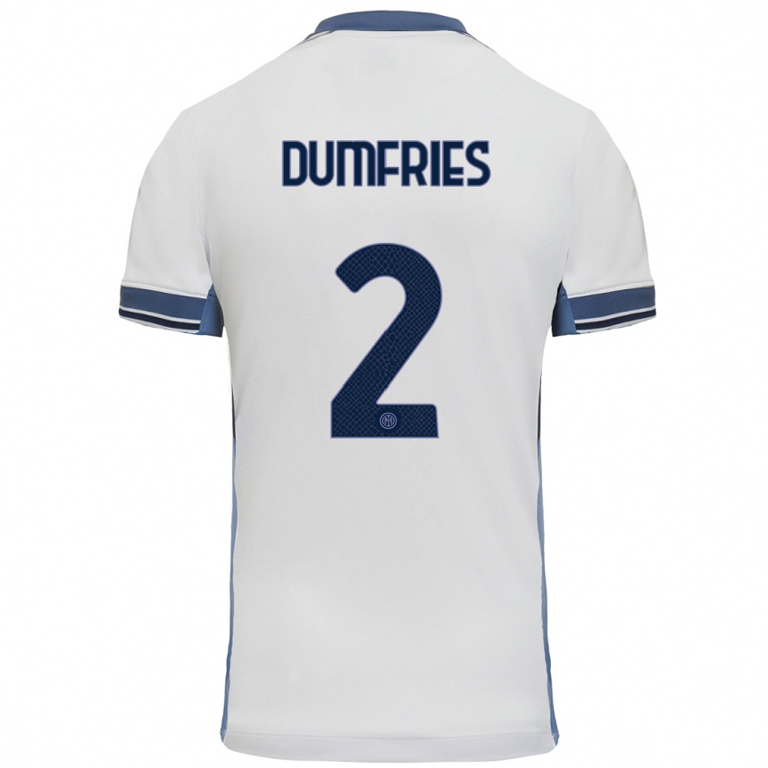 Vyrai Denzel Dumfries #2 Balta Pilka Išvykos Marškinėliai 2024/25 T-Shirt