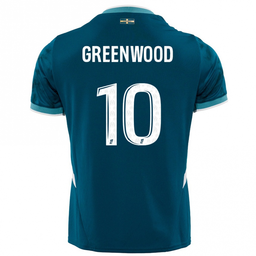 Vyrai Mason Greenwood #10 Turkio Mėlyna Išvykos Marškinėliai 2024/25 T-Shirt