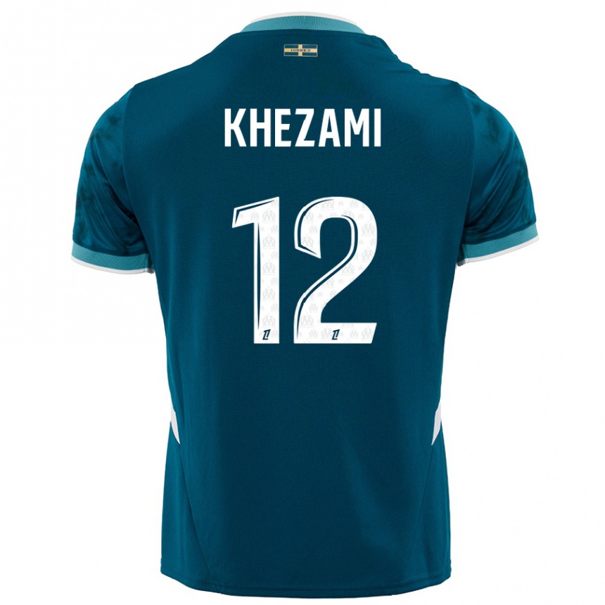 Vyrai Roselène Khezami #12 Turkio Mėlyna Išvykos Marškinėliai 2024/25 T-Shirt