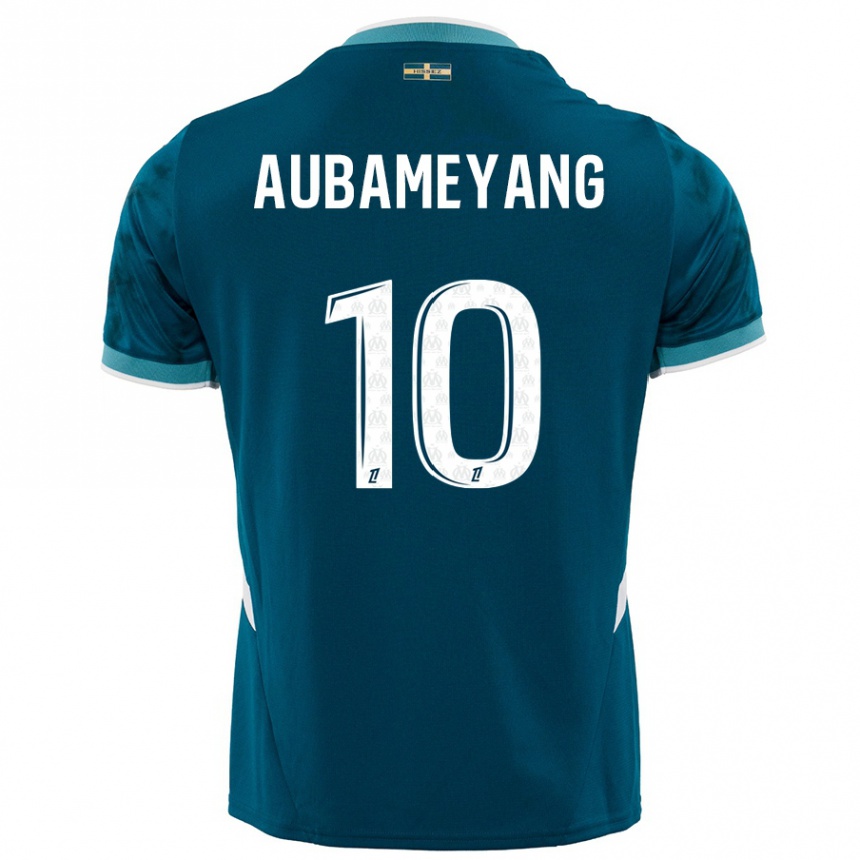 Vyrai Pierre-Emerick Aubameyang #10 Turkio Mėlyna Išvykos Marškinėliai 2024/25 T-Shirt