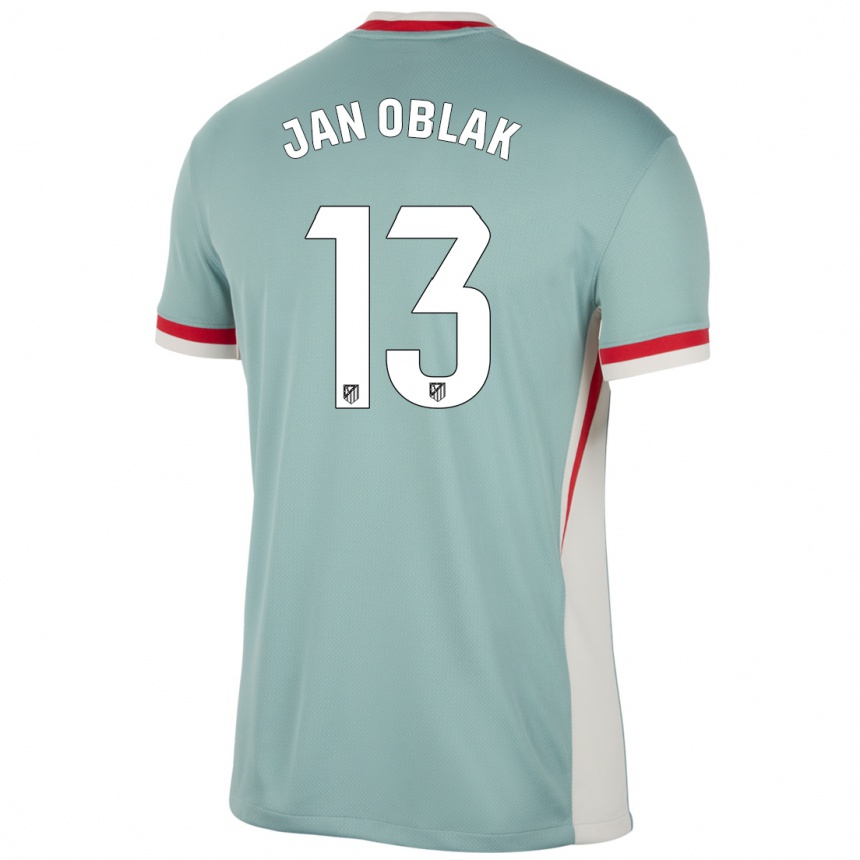 Vyrai Jan Oblak #13 Šviesiai Smėlio Spalvos Mėlyna Išvykos Marškinėliai 2024/25 T-Shirt