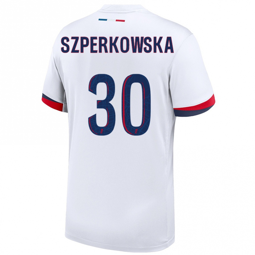 Vyrai Oliwia Szperkowska #30 Balta Mėlyna Raudona Išvykos Marškinėliai 2024/25 T-Shirt