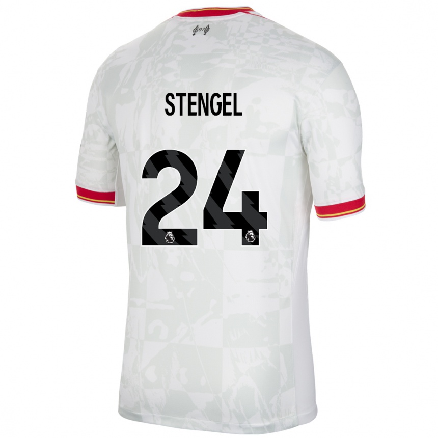 Vyrai Katie Stengel #24 Balta Raudona Juoda Trečias Marškinėliai 2024/25 T-Shirt