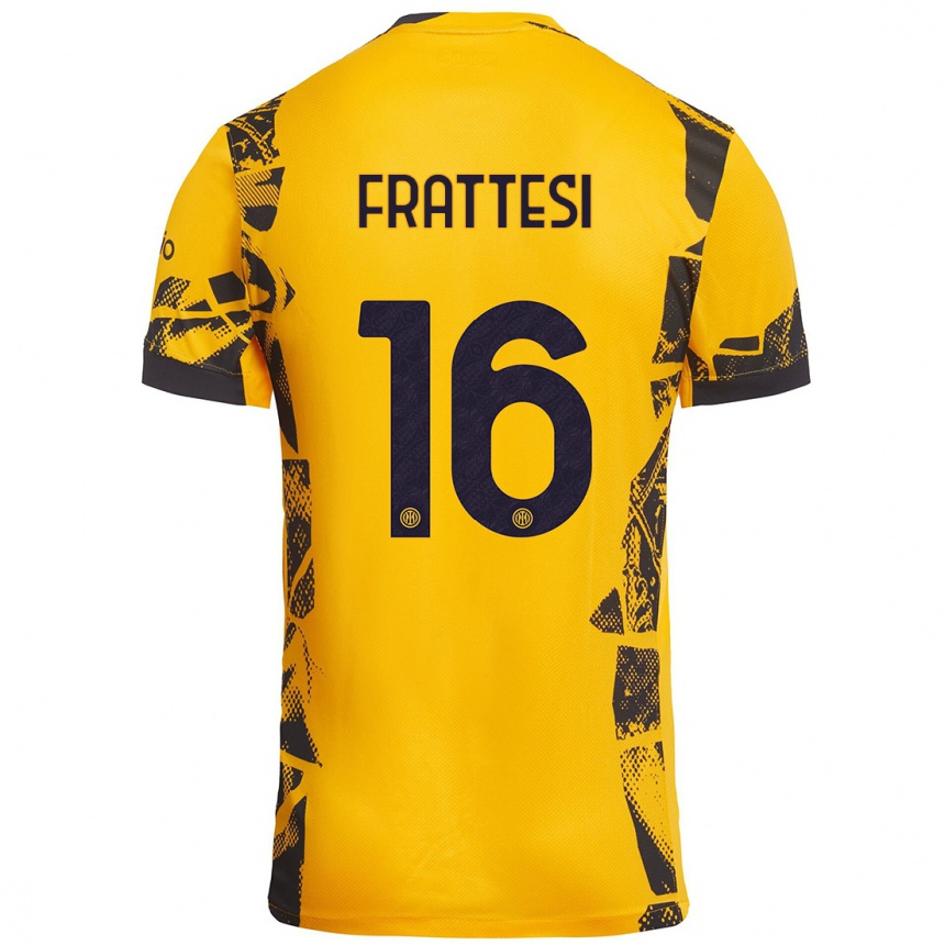 Vyrai Davide Frattesi #16 Auksinis Juodas Trečias Marškinėliai 2024/25 T-Shirt