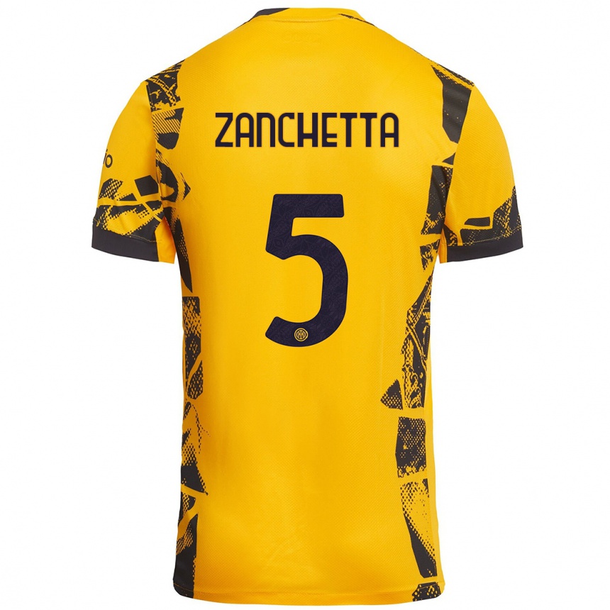 Vyrai Mattia Zanchetta #5 Auksinis Juodas Trečias Marškinėliai 2024/25 T-Shirt