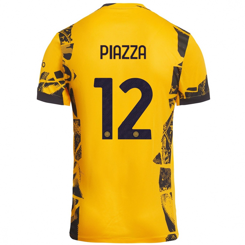 Vyrai Alessia Piazza #12 Auksinis Juodas Trečias Marškinėliai 2024/25 T-Shirt