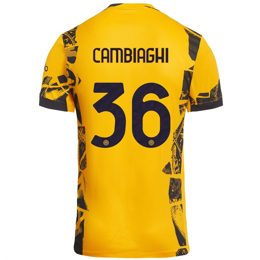 Vyrai Michela Cambiaghi #36 Auksinis Juodas Trečias Marškinėliai 2024/25 T-Shirt